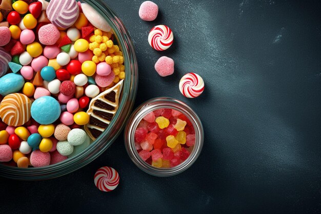 Top view sweets with copy space