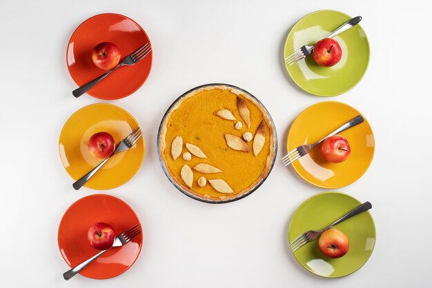 Top view on table full of various types of food