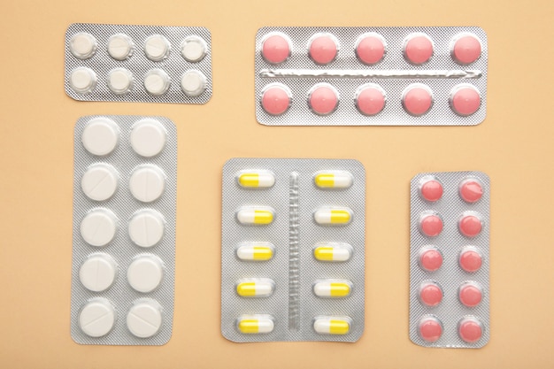 top view tablets with pills