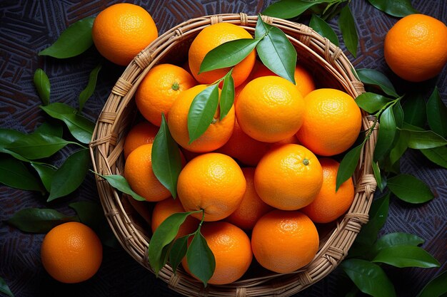 Top view of tangerines chinese new year