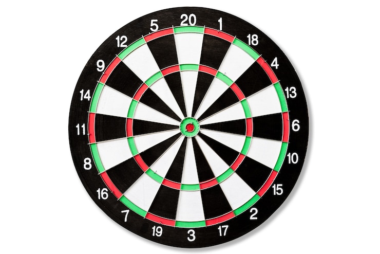 Photo top view of target dart board. business target or goal success 