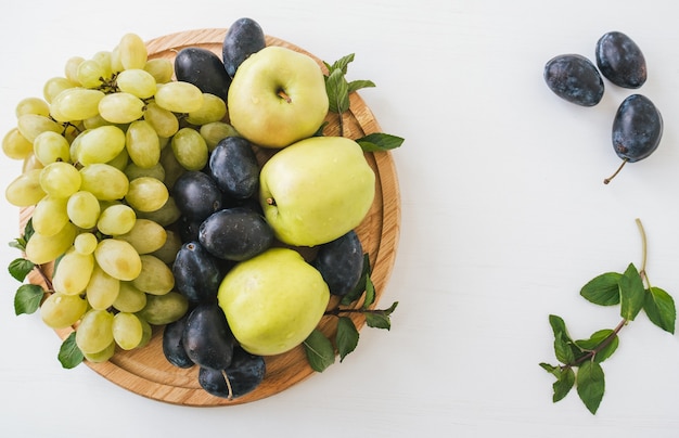 Top view of tasty fresh fruits