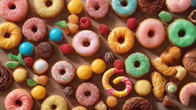 Top view tasty sweets on a table