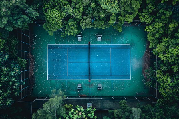 Foto vista dall'alto di un campo da tennis