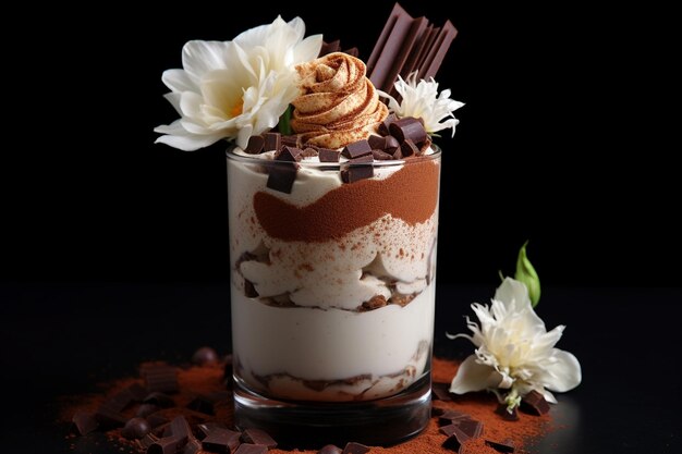 Top view tiramisu arrangement