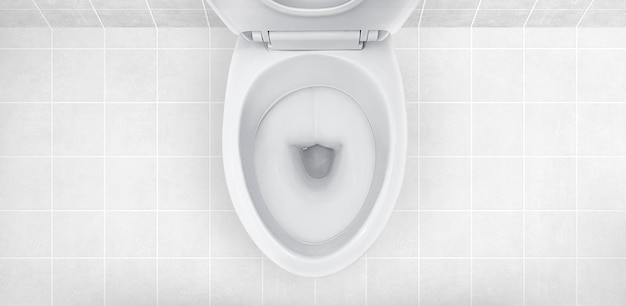 Top view of toilet bowl in the bathroom