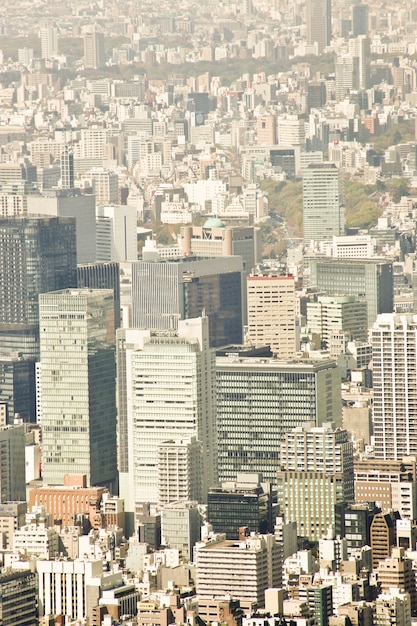 Top view of Tokyo Skyline with blue sky