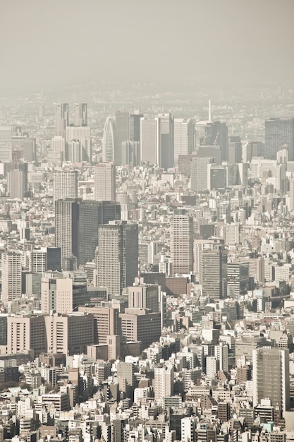 Top view of Tokyo Skyline with blue sky