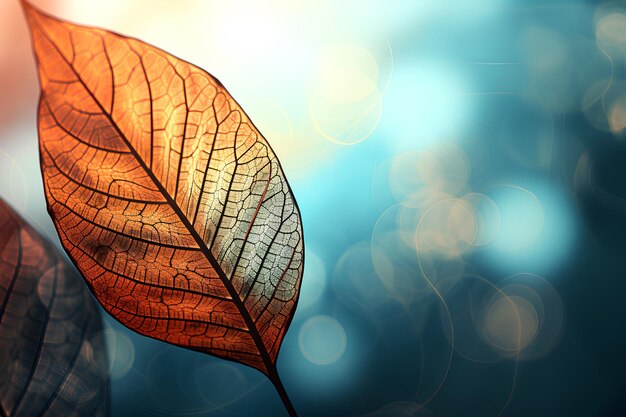 Photo top view transparent leaves with colorful background