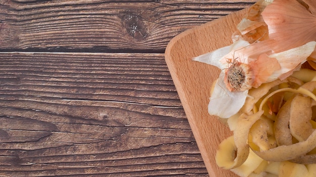 Foto vista dall'alto sul concetto di cucina spazzatura