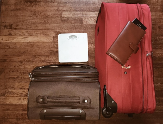 Photo top view of travel bags