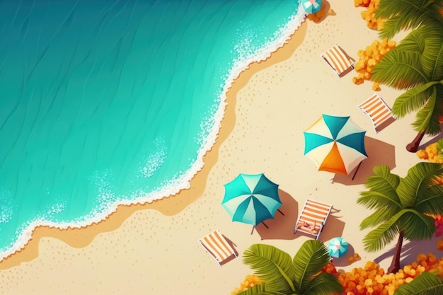 Top view tropical summer sea beach background