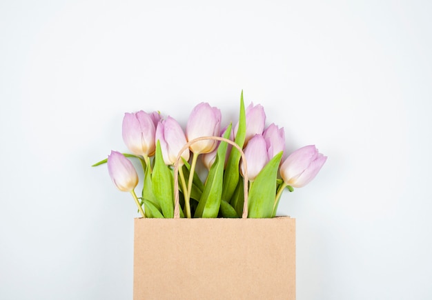 Top view tulips bouquet