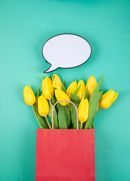 Top view tulips bouquet