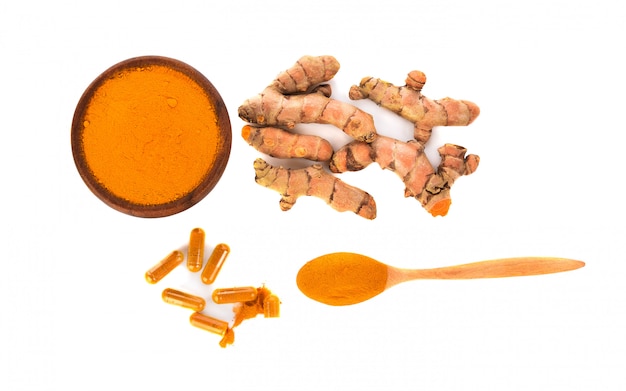 Top view of turmeric  isolated.