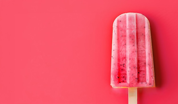 Top view van smakelijke kleurrijke ijs set van zomer ijs met bessen fruit en ijsblokjes verschillende heerlijke popsicles op een stok op een heldere achtergrond