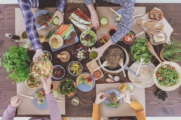 top view of vegetarian brunch