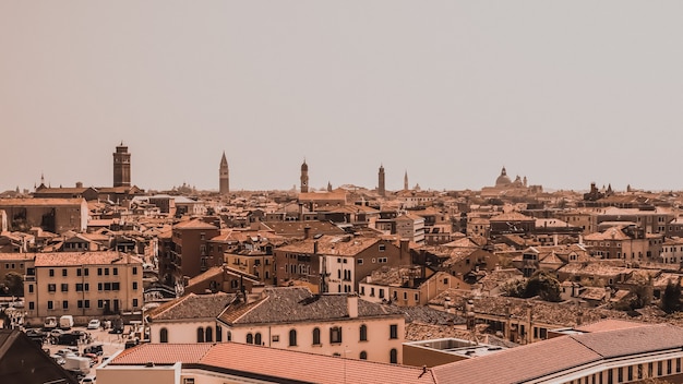 Photo top view of venice, from the air, from a drone. architecture and landmarks of venice