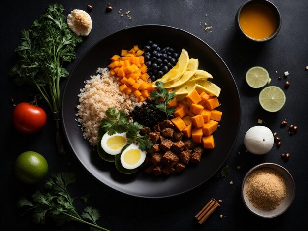 Top view verschillende maaltijden regeling gezond wat heerlijk eten