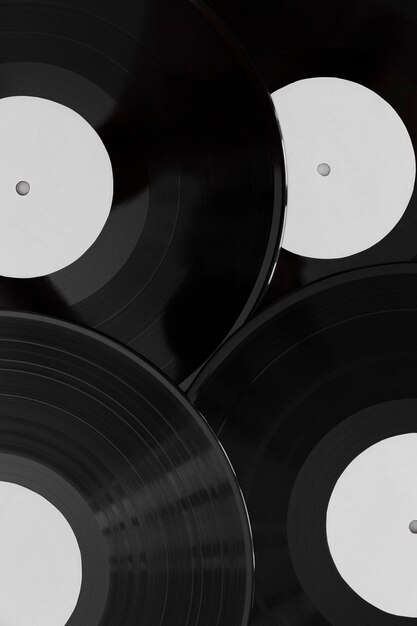 Top view vinyl record arrangement