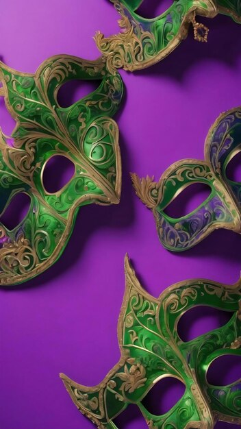 Top view violet and green masks