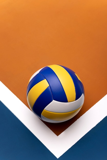 Photo top view  volley ball indoors still life