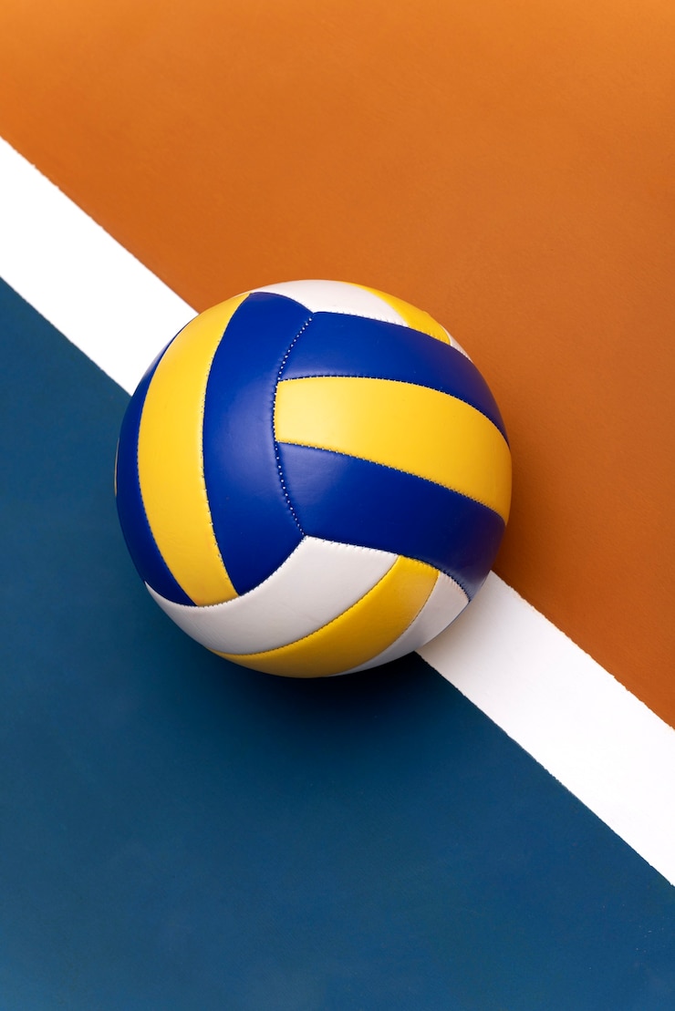 Photo top view  volley ball indoors still life