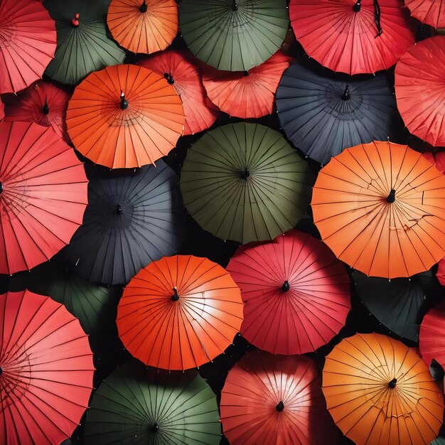 Photo top view wagasa umbrellas arrangement