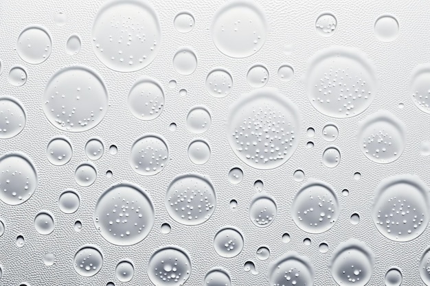 Top view of water drops on a white background Room for text