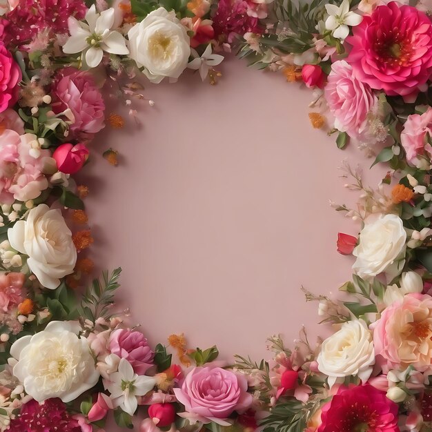 Top view wedding floral frame