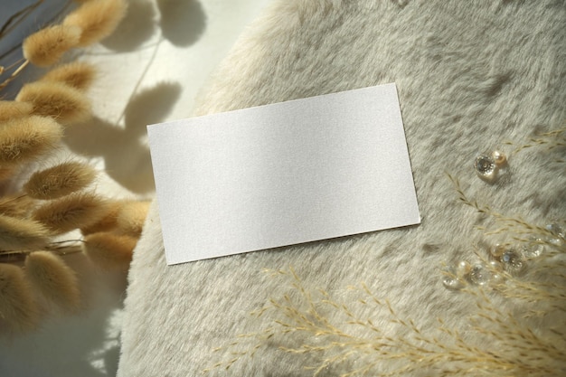 Top view white blank space card for Name card with clipping path