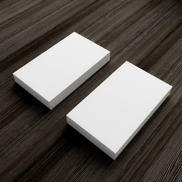 Top view on white business card isolated