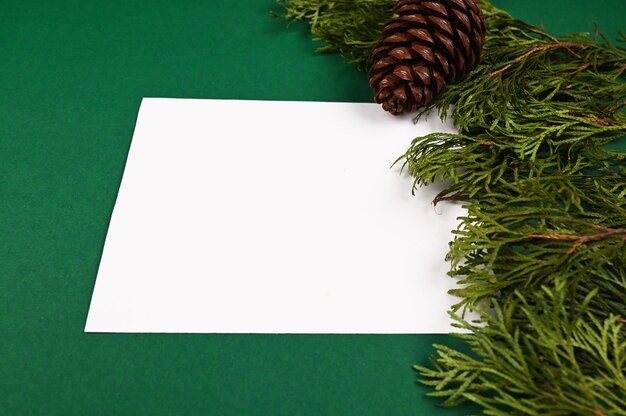 Top view of a white piece of paper with a New Year theme. High quality photo