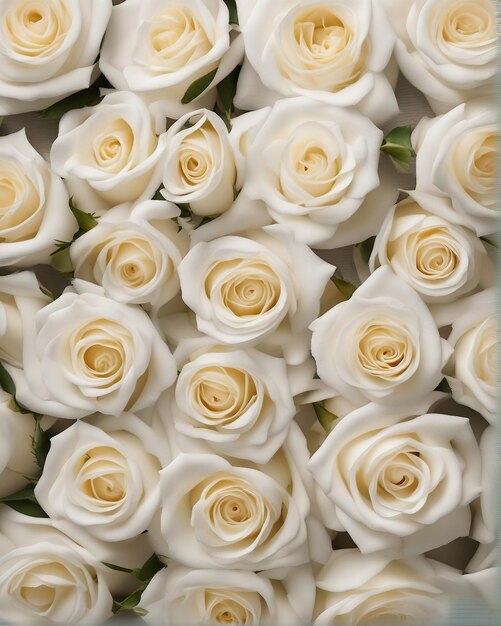 Top view white roses background