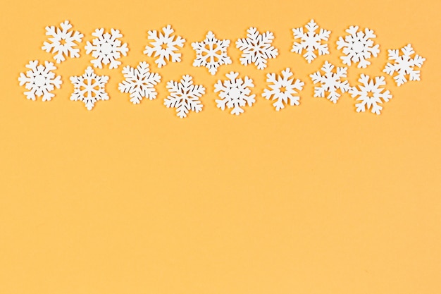 Top view of white snowflakes