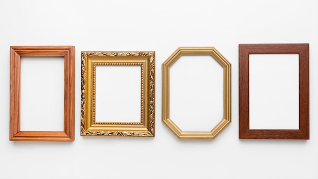 Top view of wooden frames arrangement