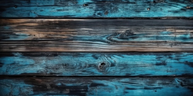 Top view Wooden table Wooden texture blue background Generative AI
