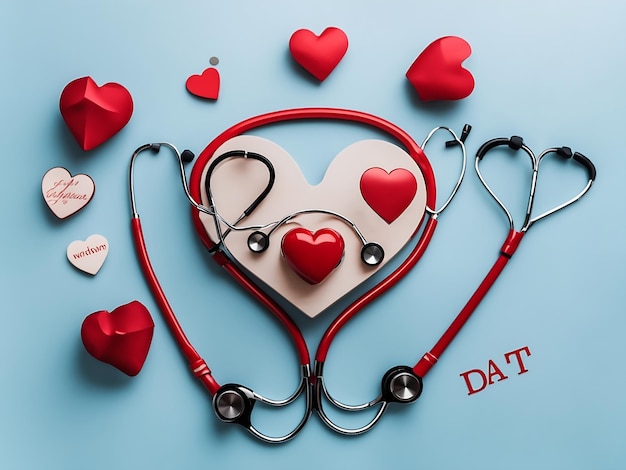 Top view world heart day stethoscope