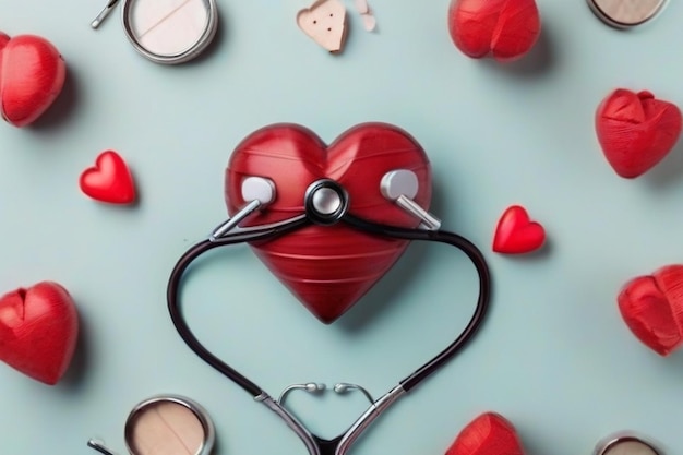 Top view world heart day with stethoscope