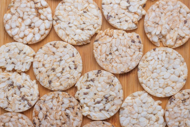 Top view of xAdelicious rice crackers with chia and pepper