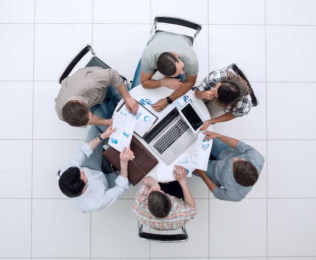 Top viewbusiness team discussing financial issuesphoto with copy space