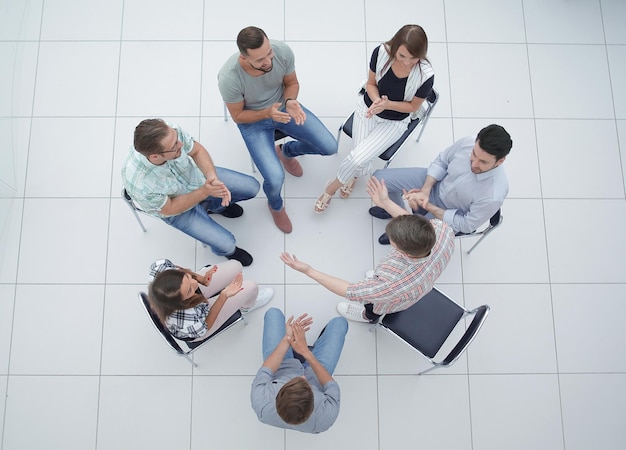 Top viewbusiness team discussing interesting ideasthe concept of teamwork