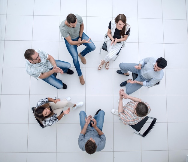 Top viewbusiness team discussing interesting ideasthe concept of teamwork