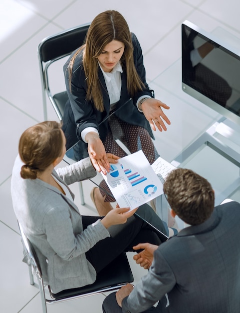 Top viewbusiness team discussing new business plan