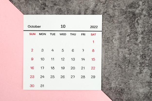 Top views Calendar desk October is the month for organizers to plan and remind on the table background