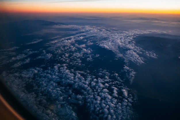 Top views of clouds and sky