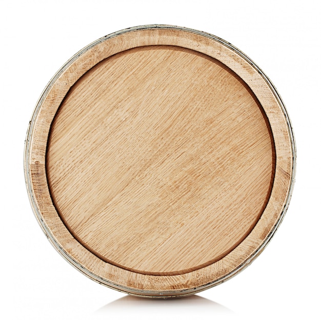 The top of a wooden barrel