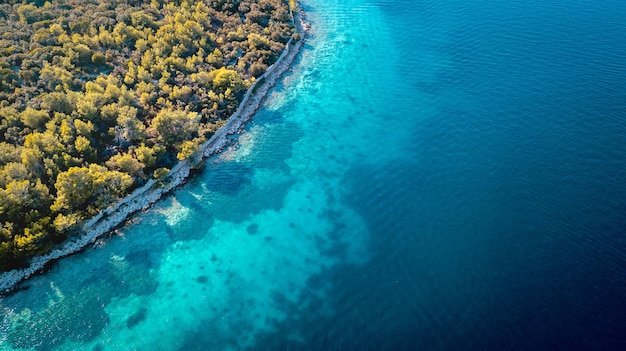 Foto fotografia dall'alto dell'acqua blu della costa mediterranea