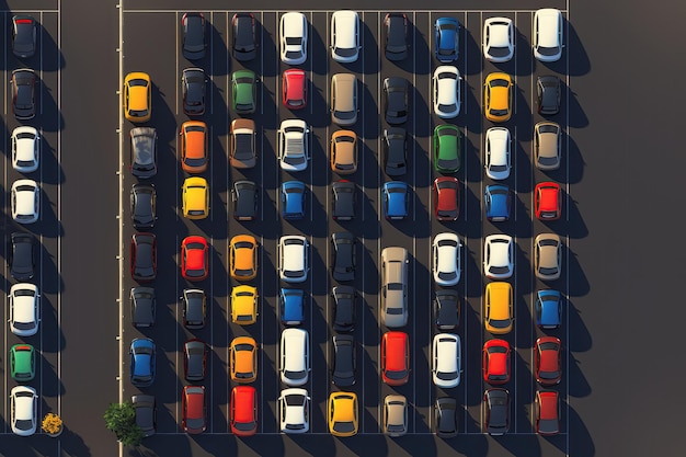 Topdown View Of Car Parking Lot