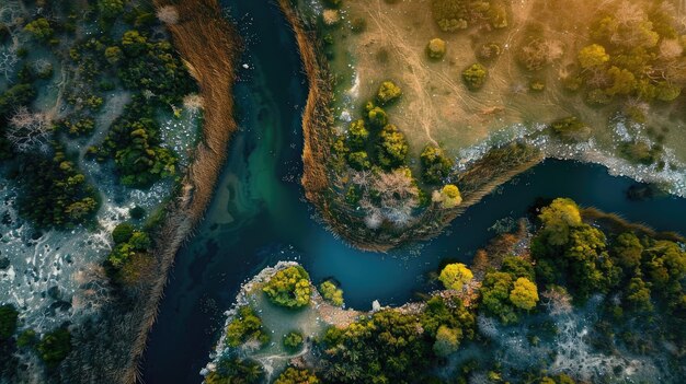 写真 海と陸の間のダイナミックな相互作用を明らかにする荒れ果てた海岸線の上から下の景色